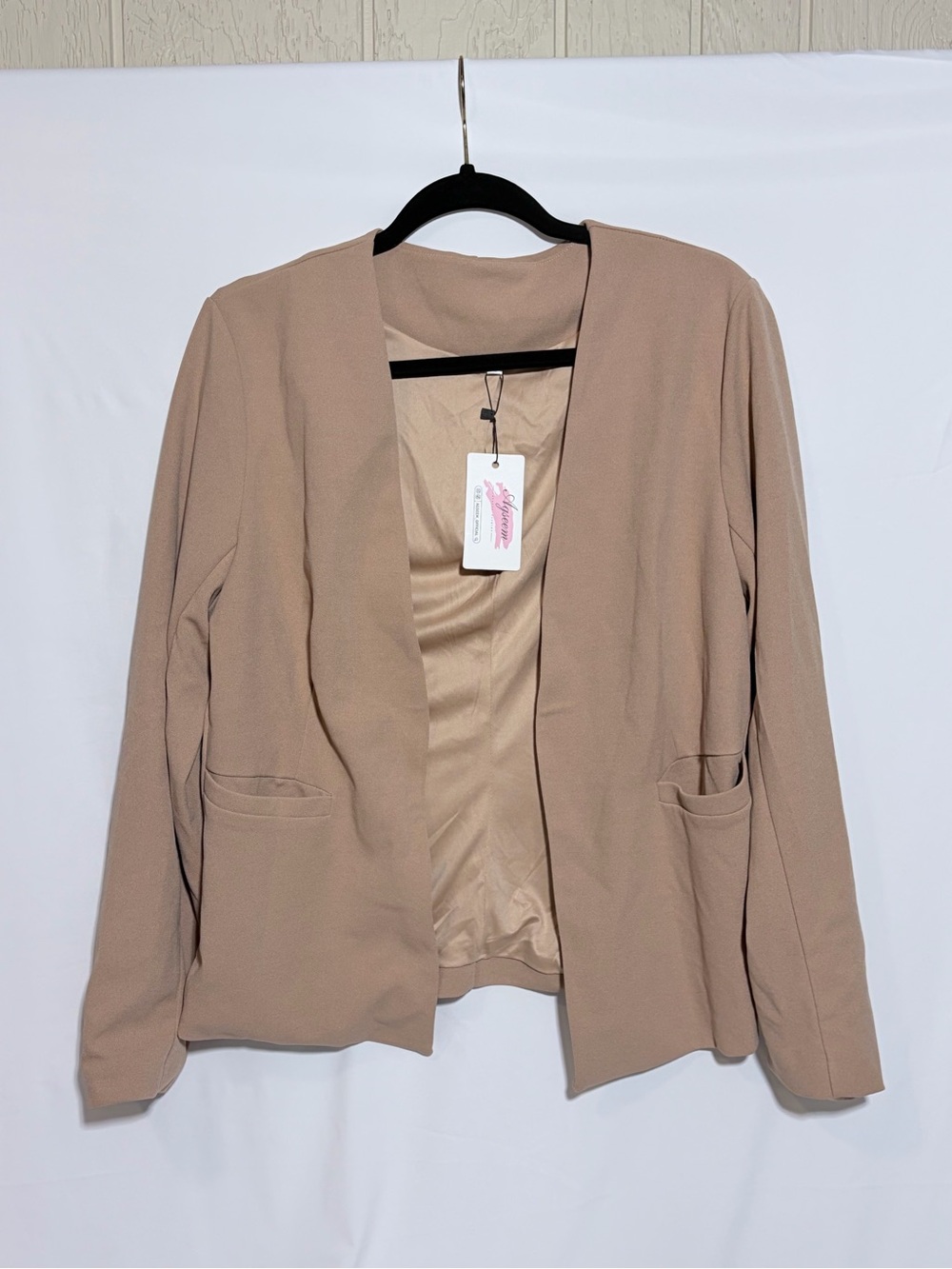 Womens Open Front Blazer Jacket in Taupe